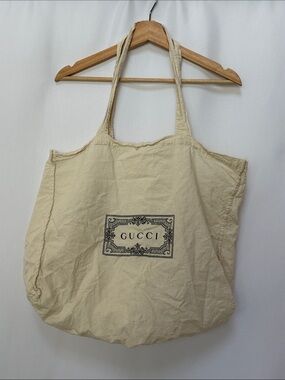 Gucci Cream Canvas Logo Tote